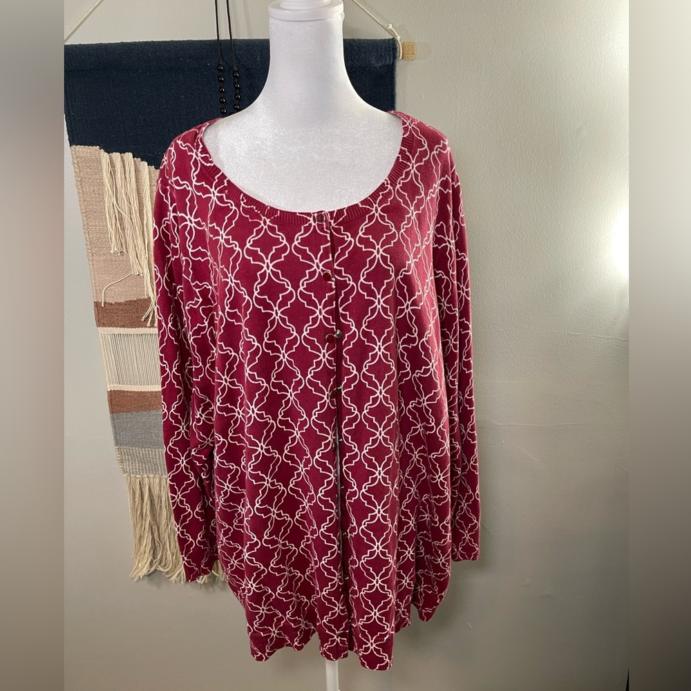 5 for 25 Plus Catherine’s Red Geometric 100% Cotton Long Sleeves Summer Card
 2X